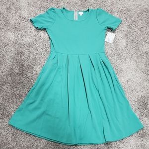 LulaRoe Solid Teal Midi Short Sleeve Amelia Dress